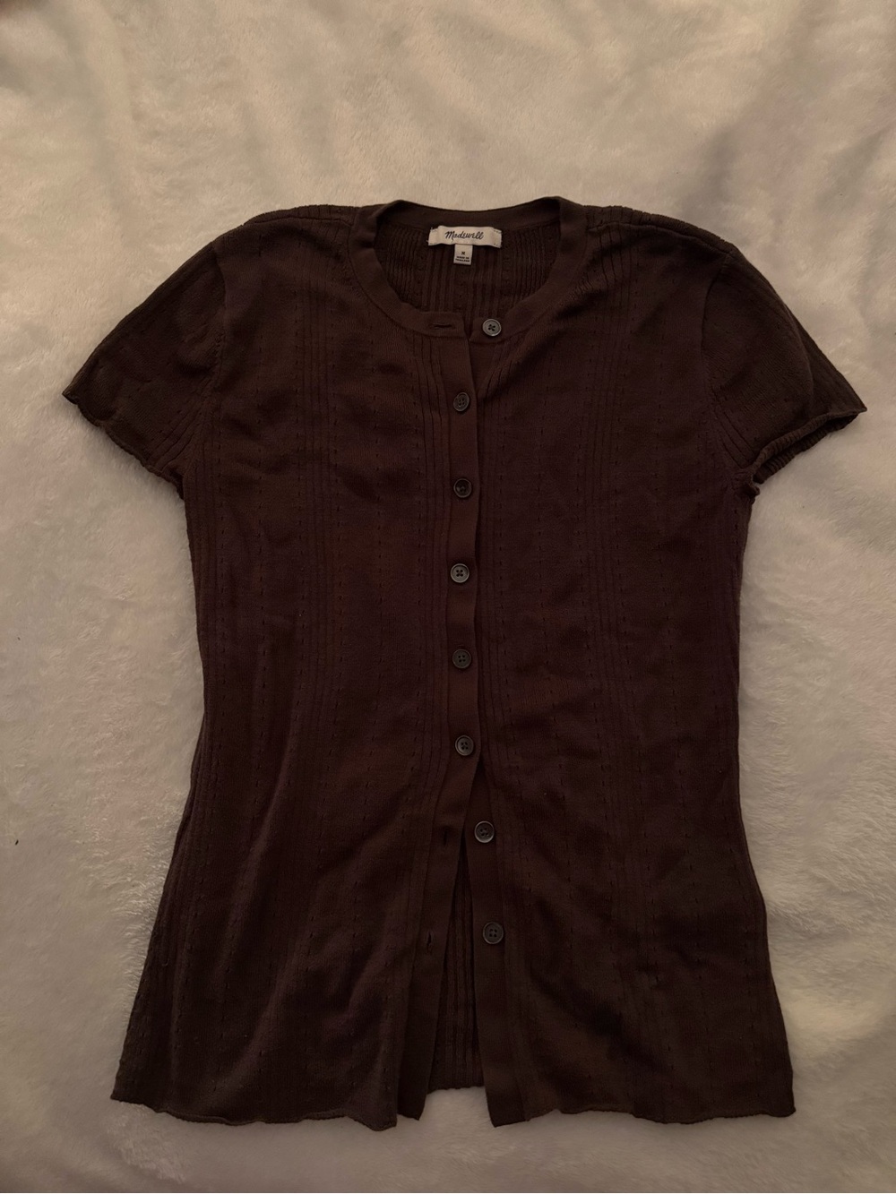 Madewell Dark Brown Short Sleeve Button Cardigan - Picture 1 of 3